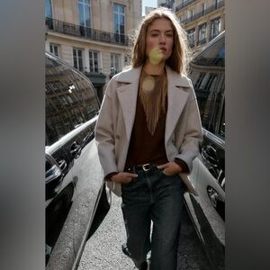 Zara Light Beige Double Breast Coat